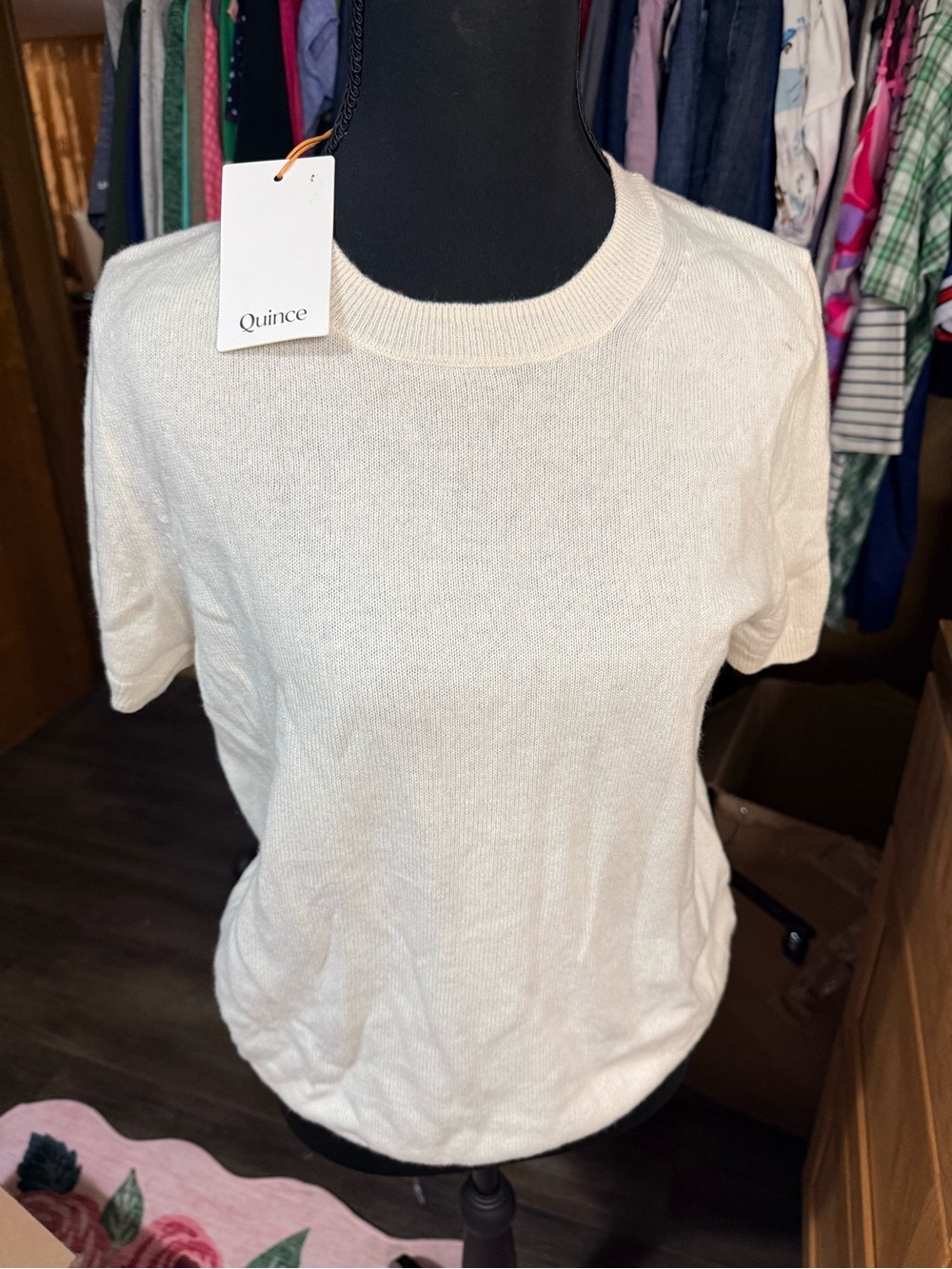 Quince 100% cashmere Short-Sleeve Crewneck Knit sweater top quiet luxury